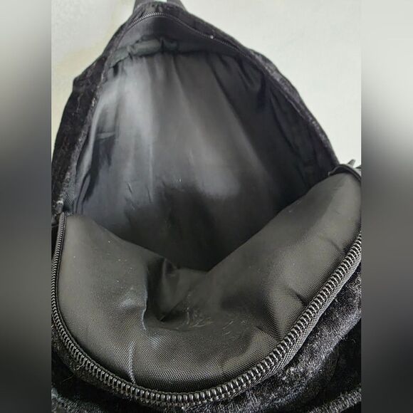 Victorias Secret Pink Logo Velvet Large Campus Backpack Bookbag Black Full Size - Picture 10 of 14